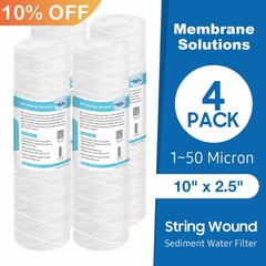 4 Pack 2.5″ x 10″ String Wound Sediment Water Filter Whole House RO Replacement