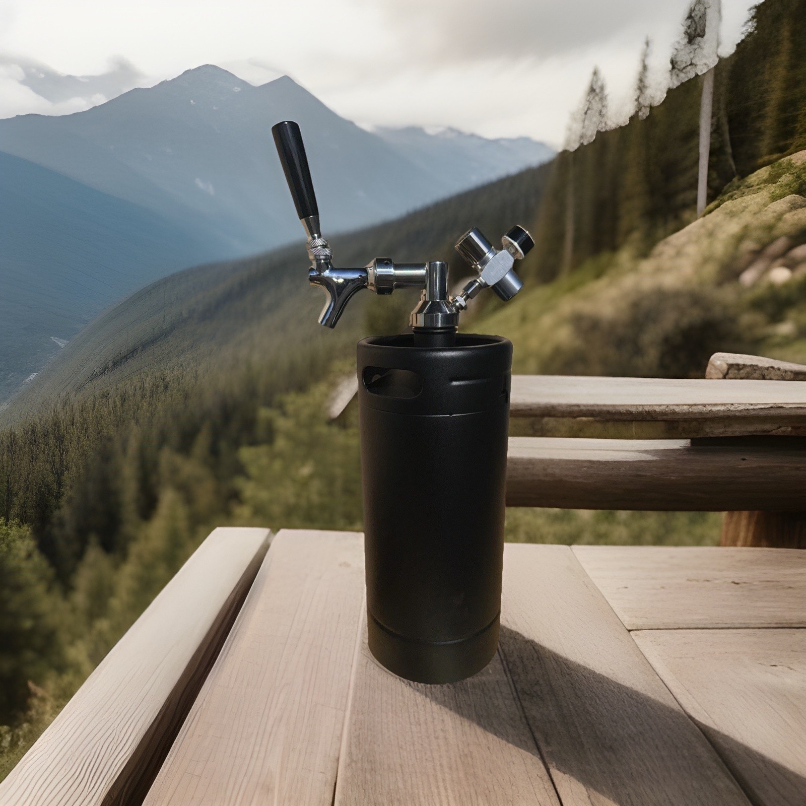 128oz Black Powder Coated Pressurized Growler / Mini Keg w Regulator – NEW gallery