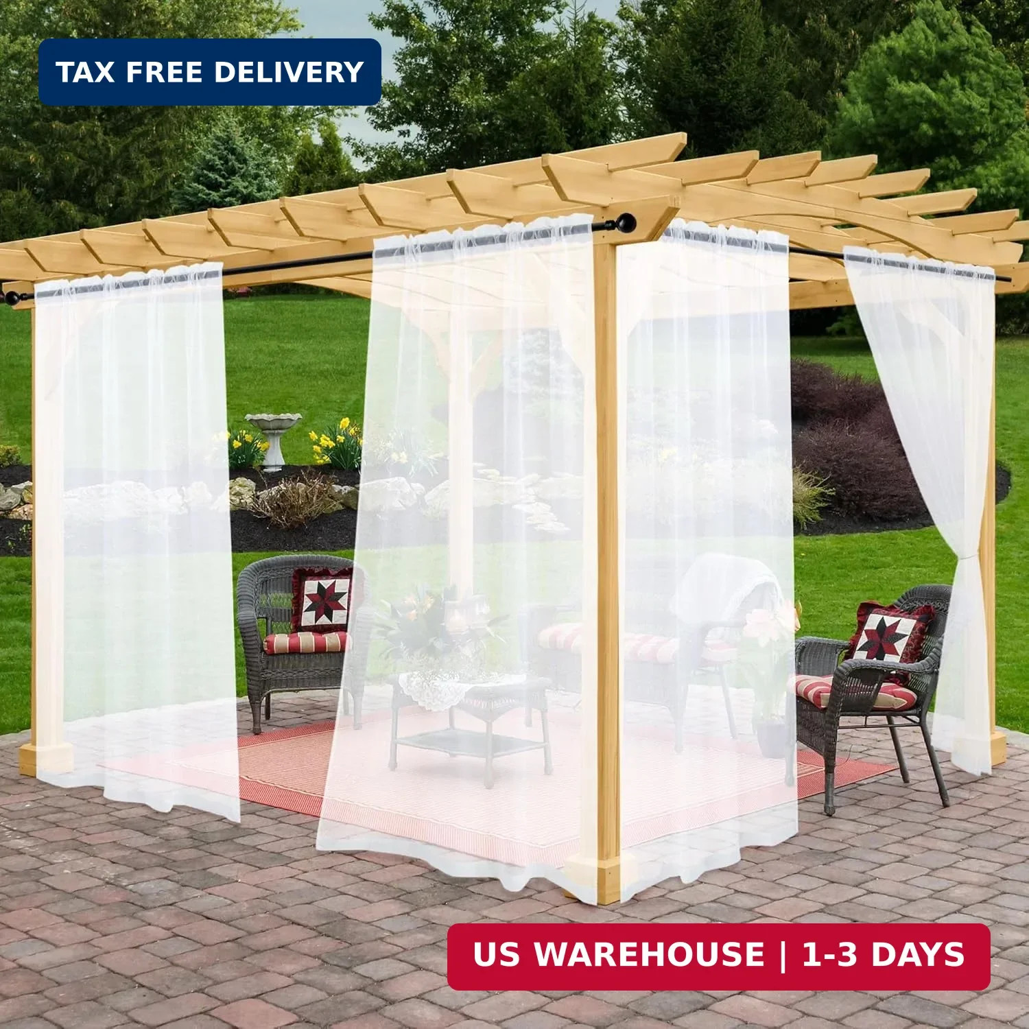 Outdoor Sheer Curtains for Patio Waterproof, 2 Panels Rod Pocket Indoor/Outdoor gallery