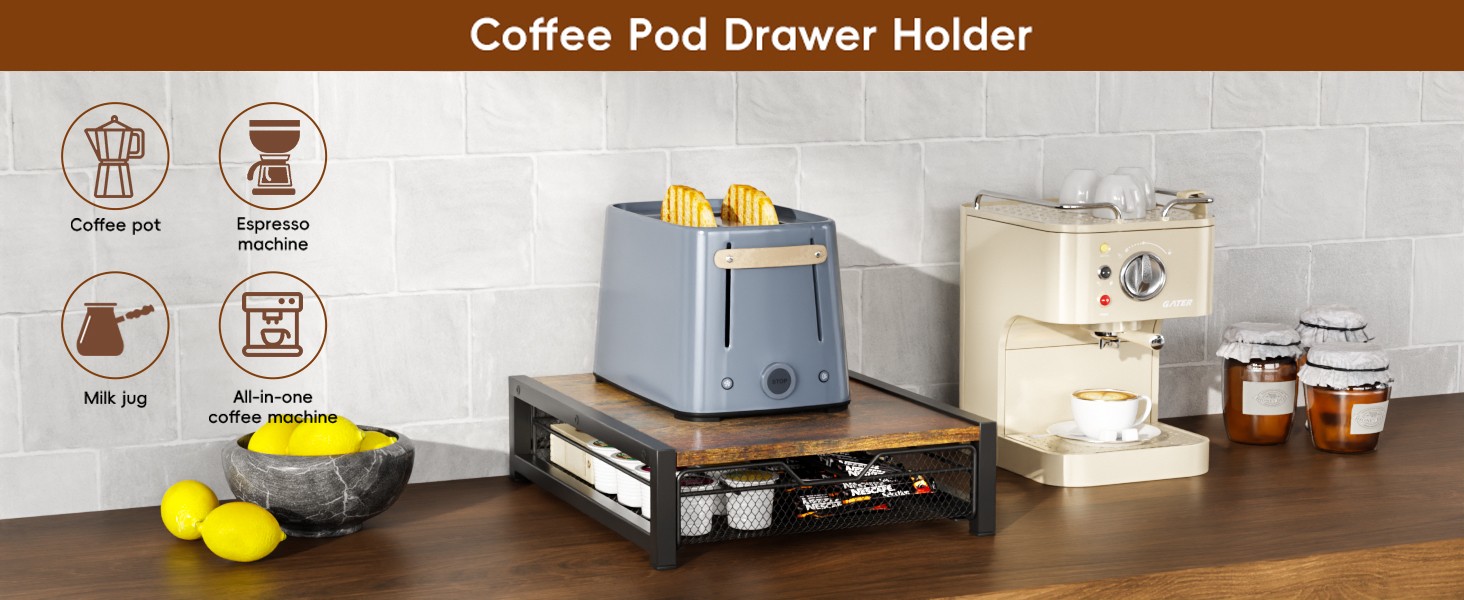 Coffee Pod Holder for Keuring K-Cup,Rustic Brown Counter Stora gallery