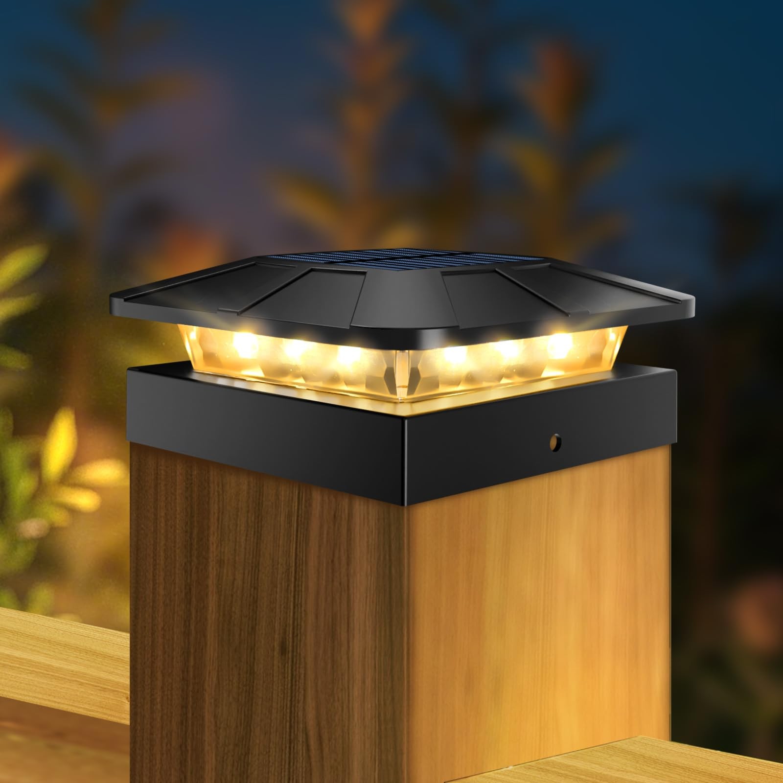 Solar Post Lights 4 Pack LED Fence Deck Cap Lights Waterproof gallery