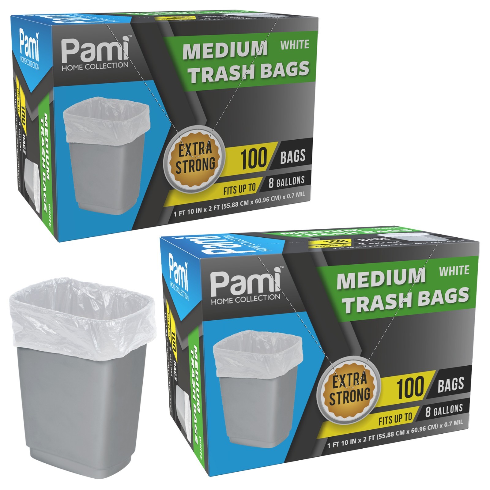 8 Gallon Trash Bags Medium White Strong Garbage Can Liners Kitchen | 200-400 Ct gallery
