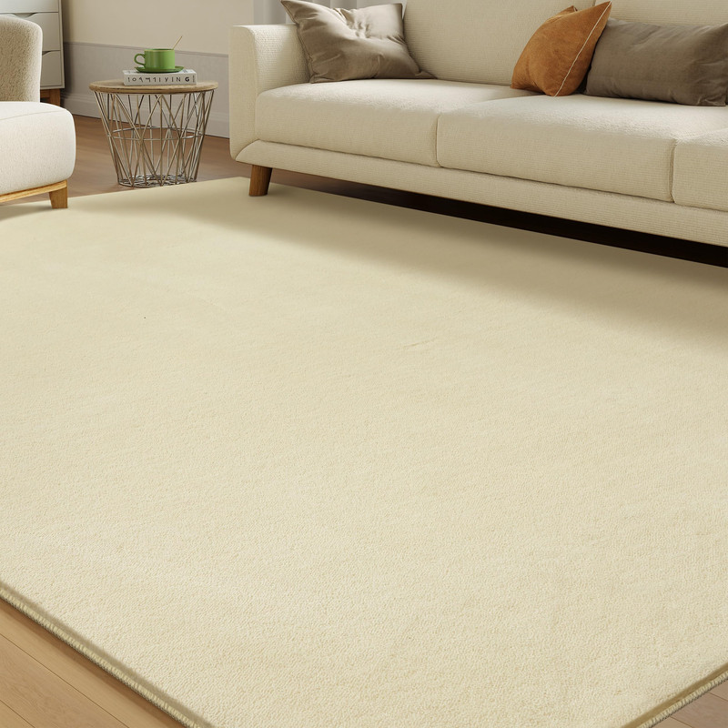 Castlye Solid Washable Area Rug - 8X10 Medium Pile Faux Cashmere Carpet For gallery