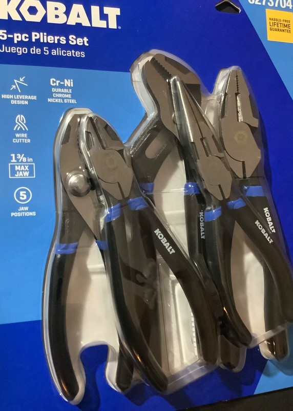 Kobalt 5 Piece Plier Set Assorted 6273704 Chrome Nickel New FREE USPS Shipping ! gallery