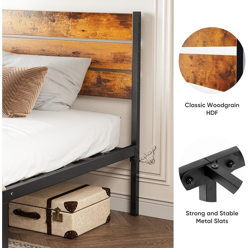 Durable Metal Bed Frame W/ Storage Squeak Resistant Slat Support Easy Assembly gallery