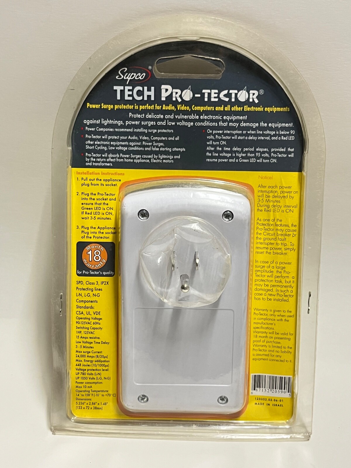 Supco TECH120 LCD Electronics Computer DVD Surge Protector 120V 24,000AMP APP120 gallery