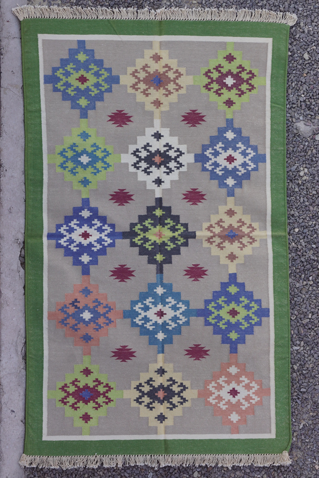 Rugmoda Cotton Grey Green Geometric 3x5 ft Area Rug for Living Room Bedroom gallery