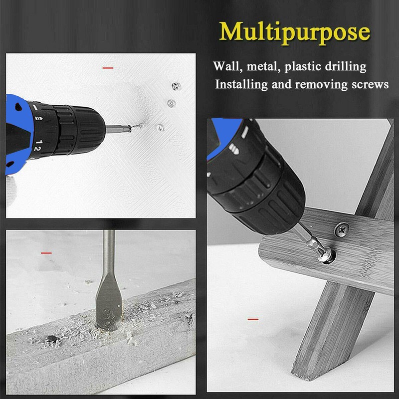 21V CORDLESS COMBI DRILL DRIVER ELECTRIC POWER SCREWDRIVER WITH BITS SET+BATTERY gallery