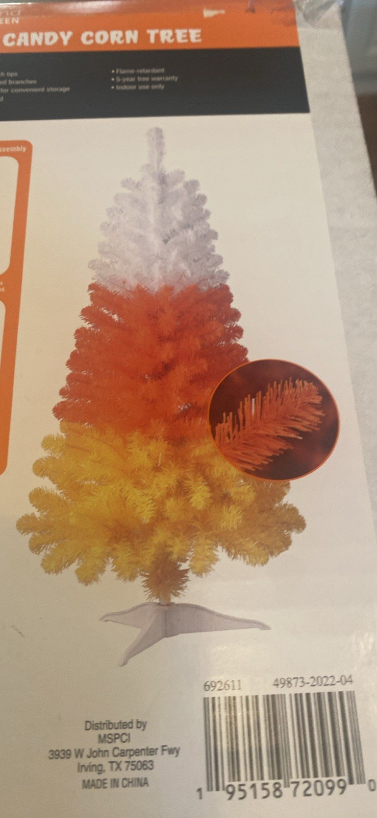 NEW IN BOX Halloween 4Ft Candy Corn White Orange Yellow Tree Decor gallery
