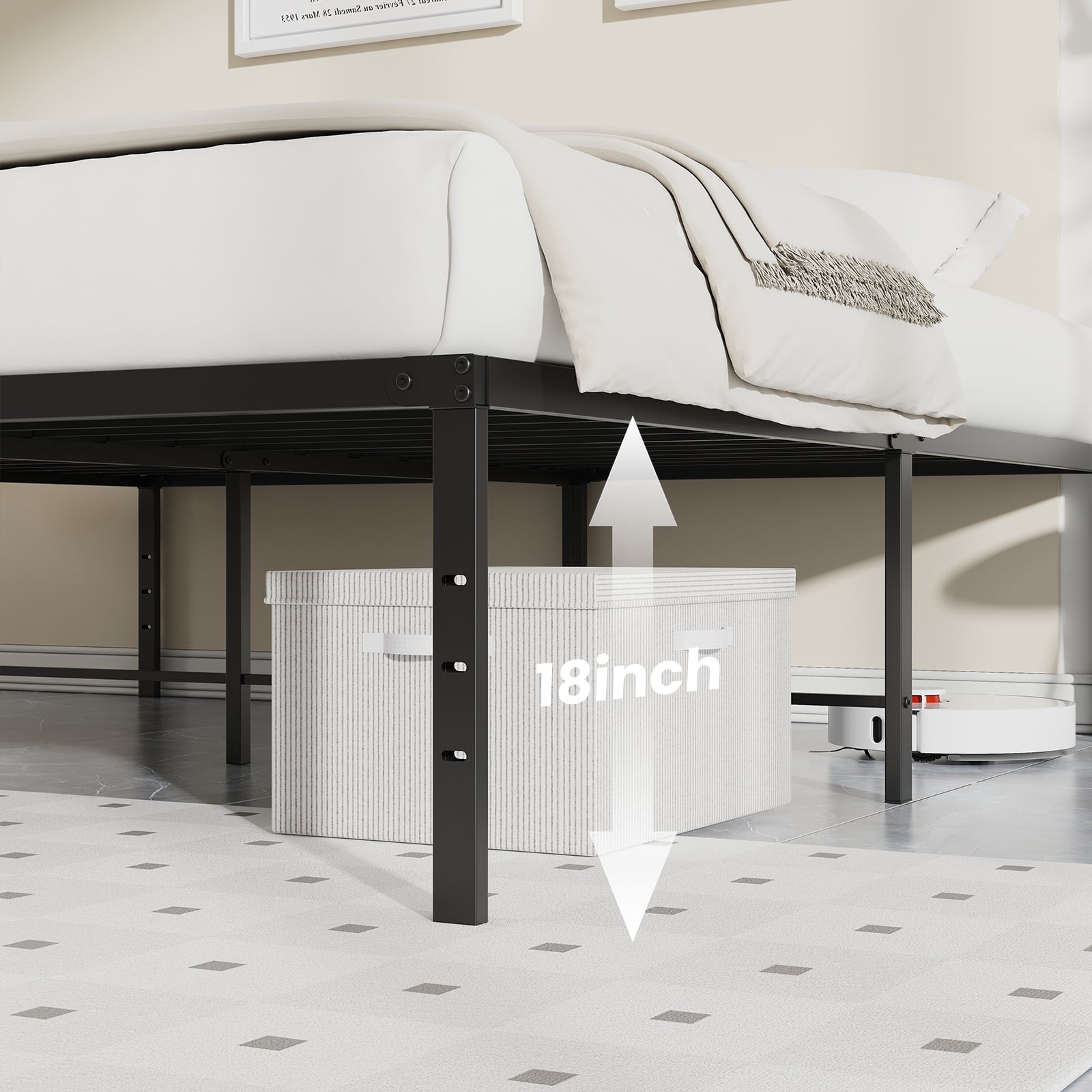 metal bed frame with Storage Space, Platform Foundation, No Box Spring Needed gallery