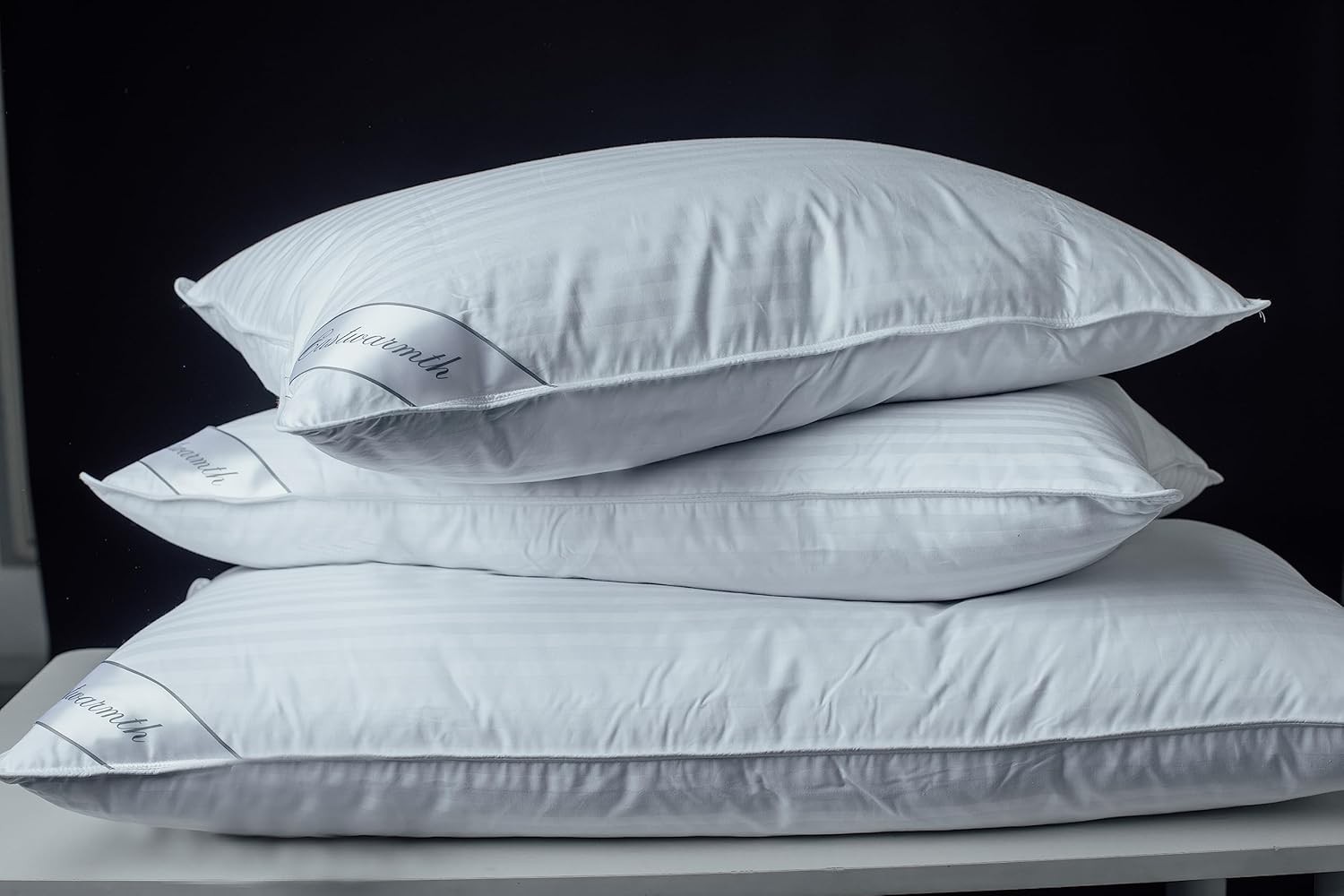 Extra Soft Cotton King Pillow with Goose Down Filling - Striped White Elegance gallery