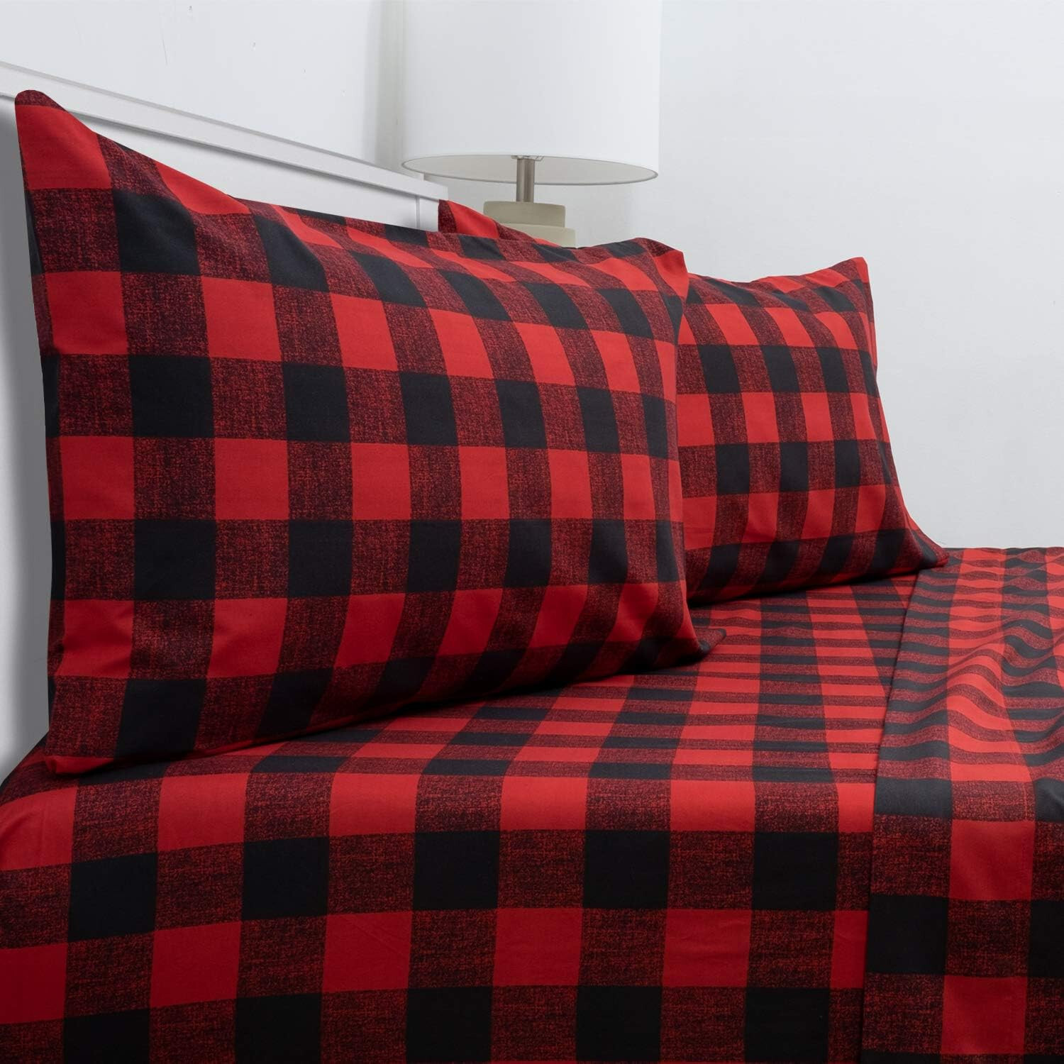 1800 Supreme Collection Extra Soft Deep Pocket Sheet Set, King, Buffalo Check gallery