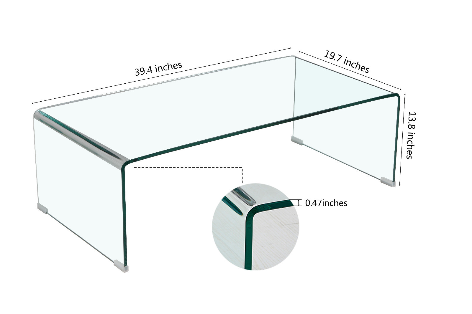 Modern Rectangular Waterfall Design Tempered Glass Coffee Table gallery