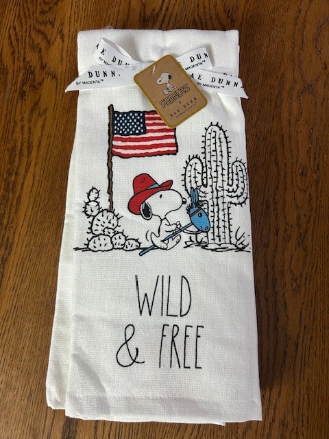 2026 Peanuts RAE DUNN Wild & Free Snoopy Patriotic Kitchen Towels Set of 2 gallery