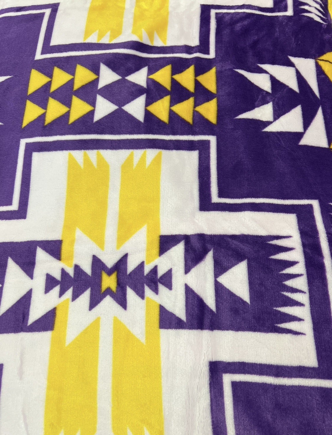 Native American Style 2 Ply Plush Reversible Blanket Sz Twin/Full Purple Yellow gallery