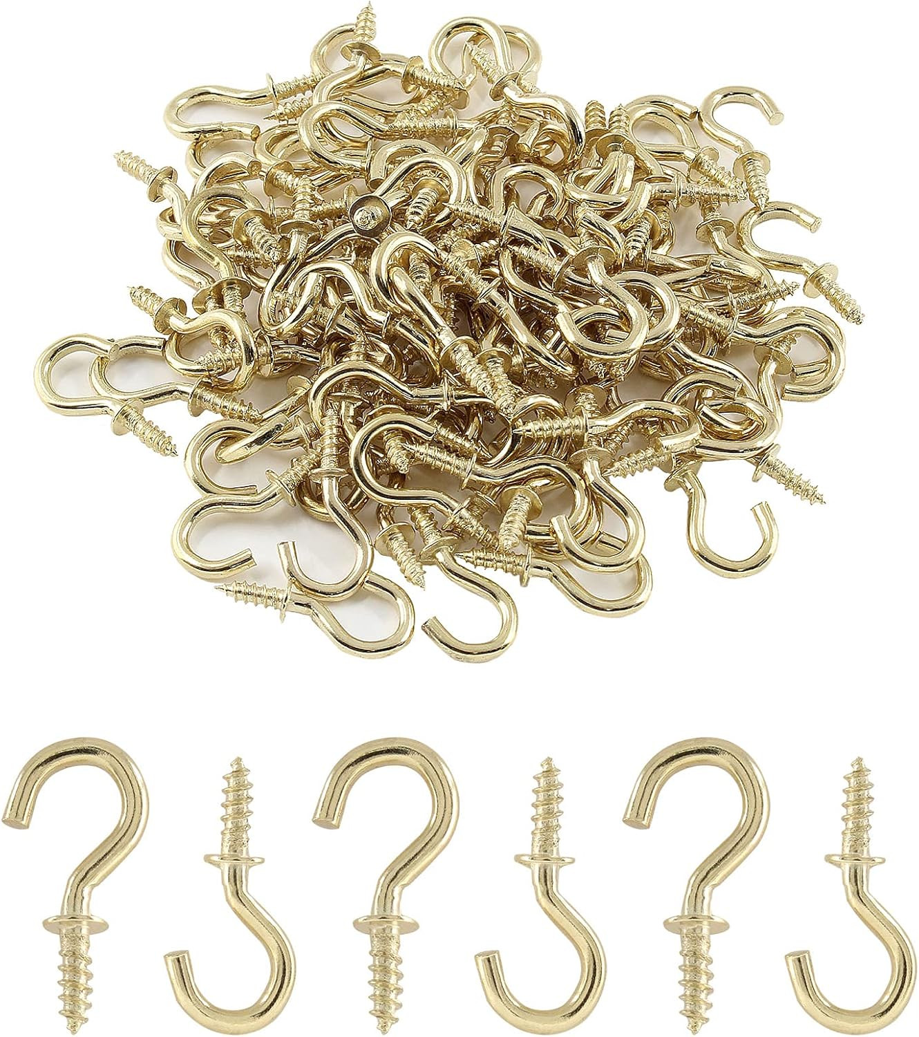 100Pack 1/2 Inch Mini Cup Hooks Gold Ceiling Screw-In Hooks Hanging Jewelry Mugs gallery