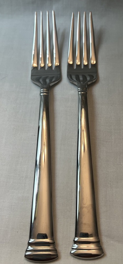 2 Lenox Eternal Glossy Stainless Dinner Forks Korea 8”