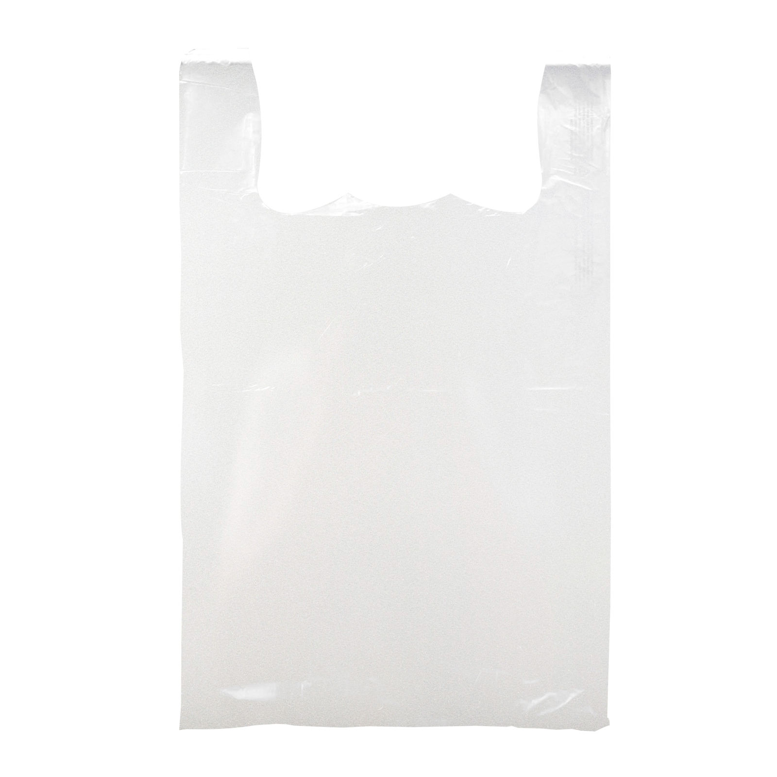Large White Plastic T-Shirt Shopping Bags (Case of 500) - 18" x 8" x 30” gallery