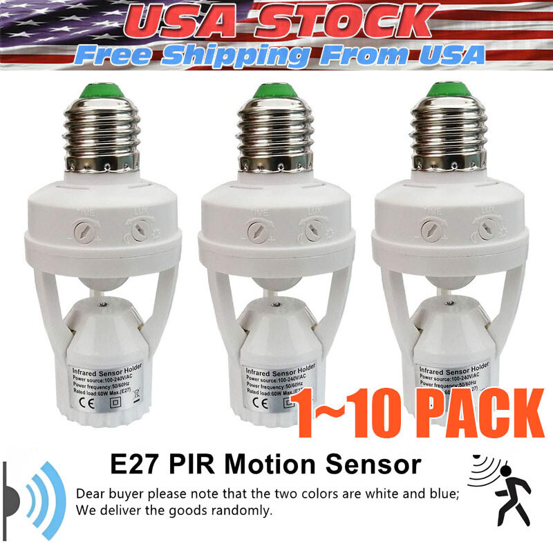 Infrared PIR Motion Sensor E27 LED Light Lamp Bulb Holder Socket Switch 110/220V gallery