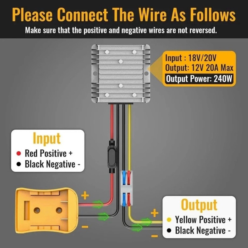 Voltage Reducer，240W 20A Step Down Converter Adapter Compatible with Dewalt 20V gallery