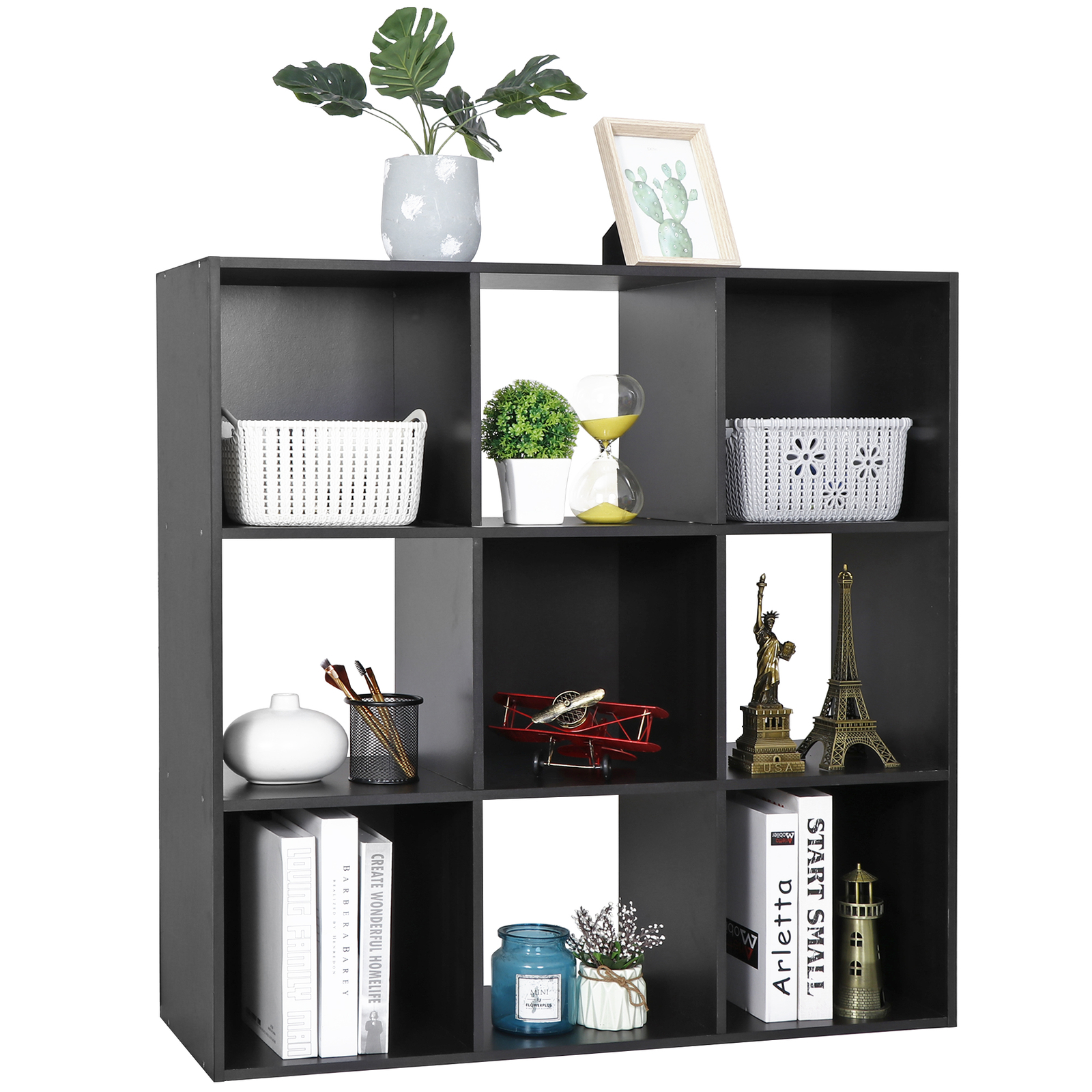9 Cube Storage Shelf Organizer Wooden Bookshelf Display Shelves W/ 5 Back Panels gallery