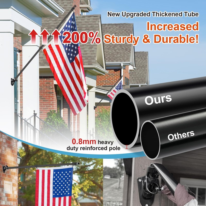 Flag Pole for House, 7ft TangleWall Mount Flagpole with Ball Bearing Rings, S... gallery