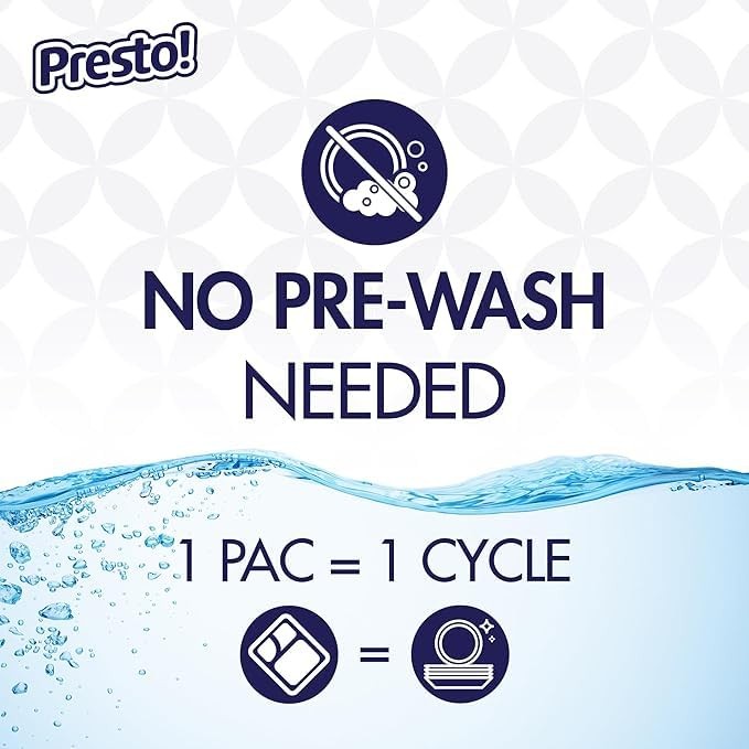Amazon Brand - Presto! Triple Action Dishwasher Pacs, Lemon Scent, 90 Count gallery