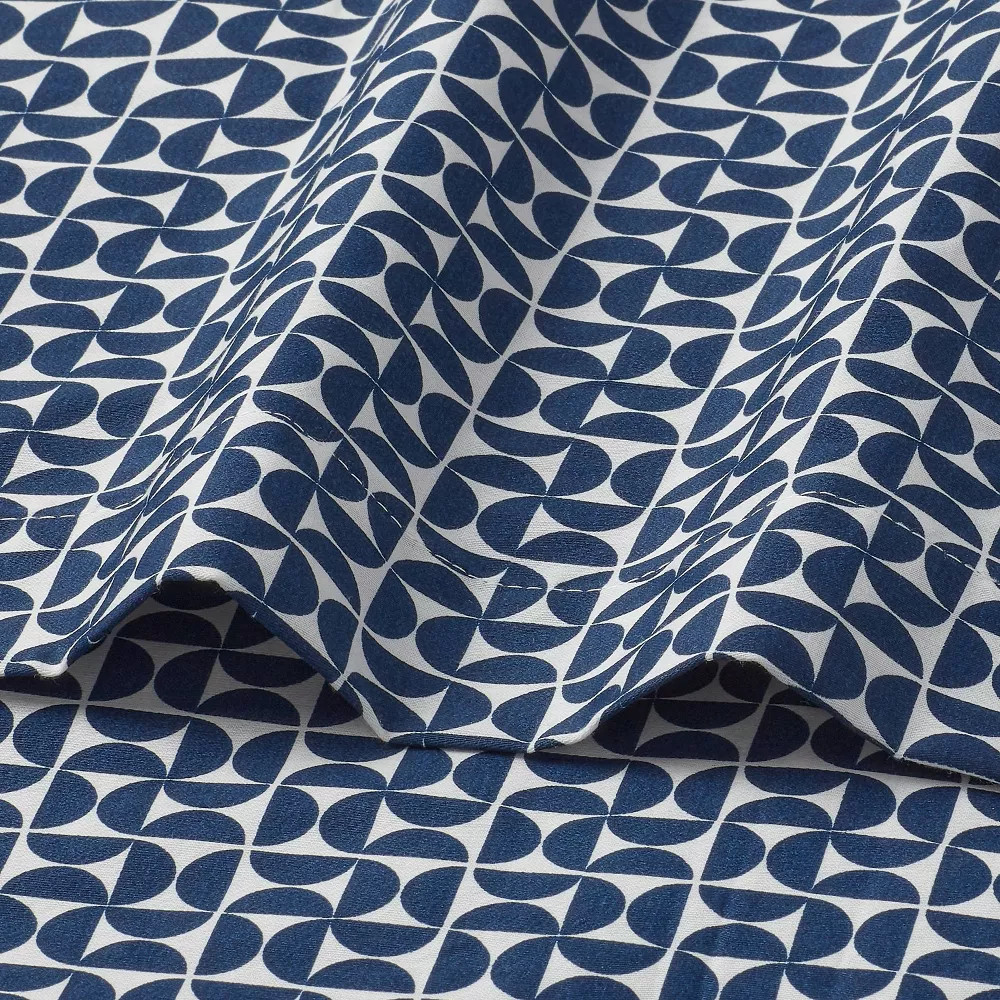 Full Cotton Blend Sateen Sheet Set Navy Geo - Room Essentials gallery