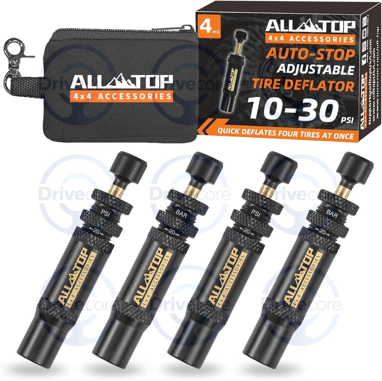 4 PCS ALL-TOP Adjustable Auto-Stop Tire Deflator Valve Kit (10-30 PSI) Screw-on gallery