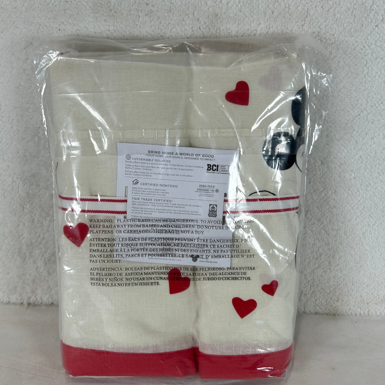 Pottery Barn Kid Disney Mickey Minnie Mouse Valentine Tablecloth 70x90 Red Heart gallery