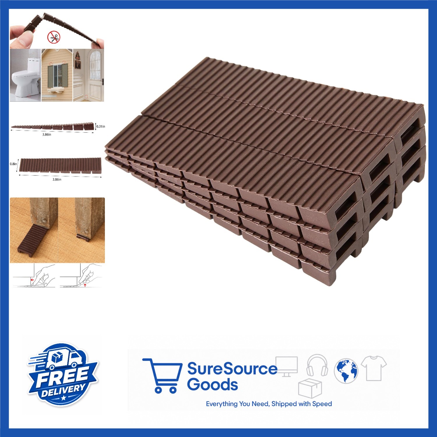 Multi Purpose Furniture Shims 12 Pack Plastic Levelers for Tables Doors Windows gallery