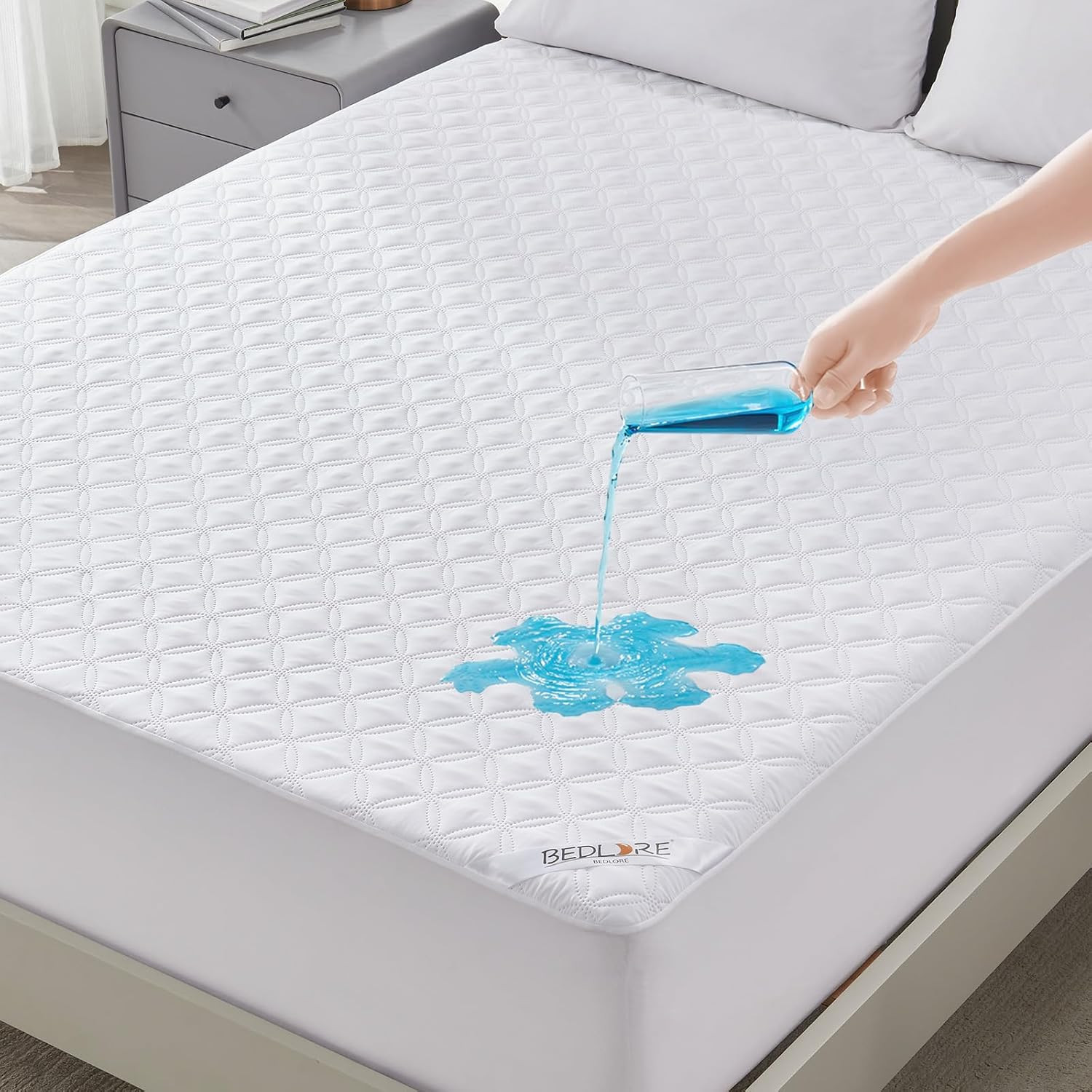 King Waterproof Mattress Protector Noiseless Mattress Pad Deep Pocket White gallery