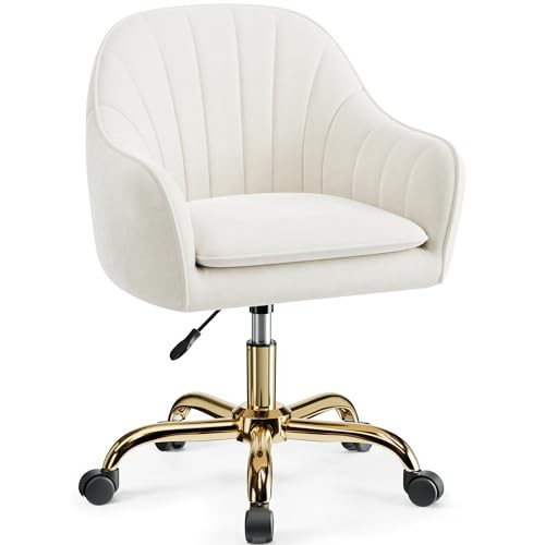 BESTERA VANITY CHAIR WITH WHEELS COMFY HOME OFFICE DESK CHAIRS - BEIGE gallery