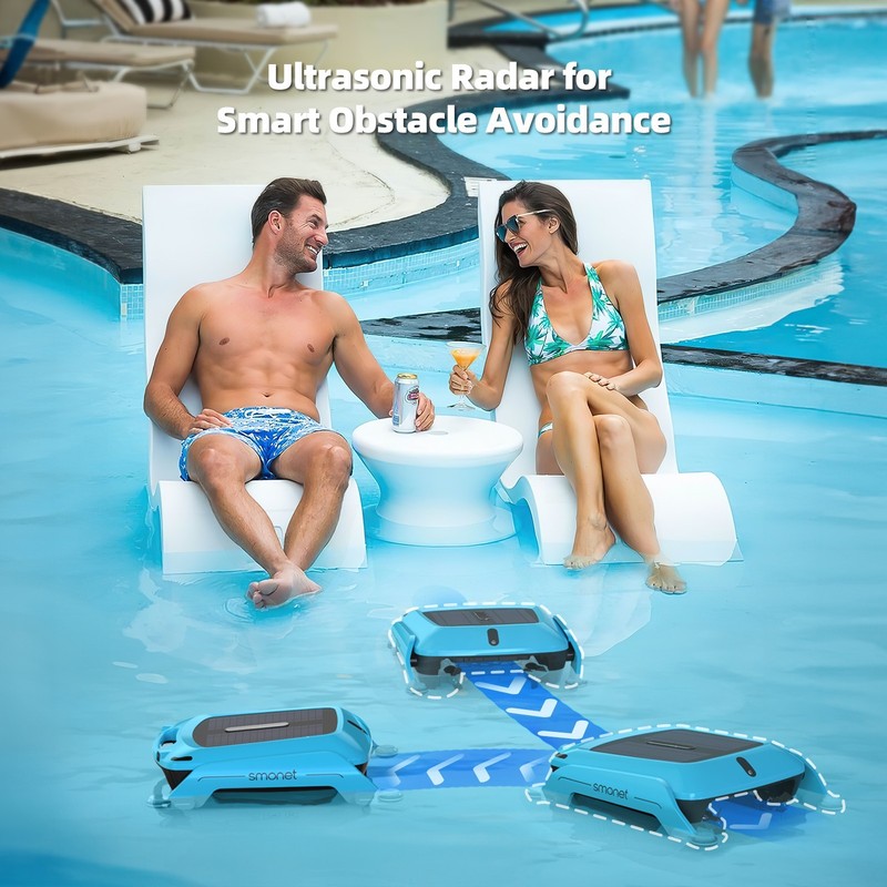 Solar Robotic Pool Cleaner Cordless Robot Skimmer Cleaner for Above Ground Pools gallery