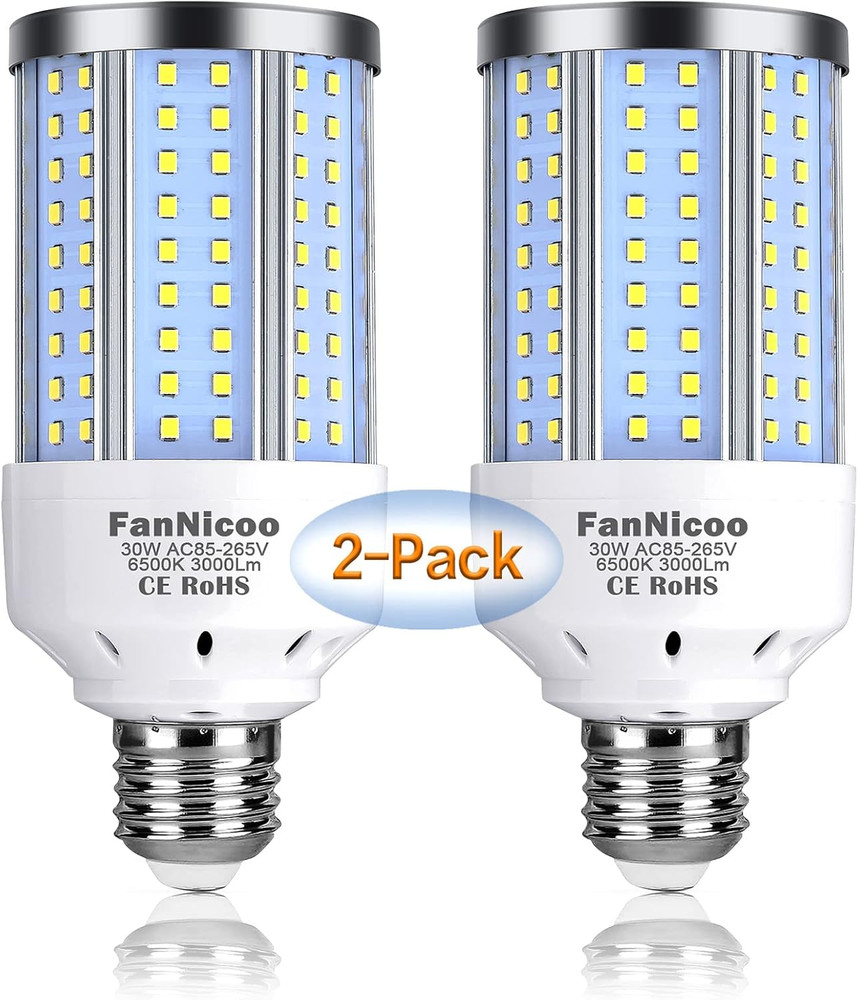 2-Pack 200W Equivalent LED Corn Light Bulb 3000 Lumen 6500K Cool White Daylight