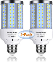 2-Pack 200W Equivalent LED Corn Light Bulb 3000 Lumen 6500K Cool White Daylight