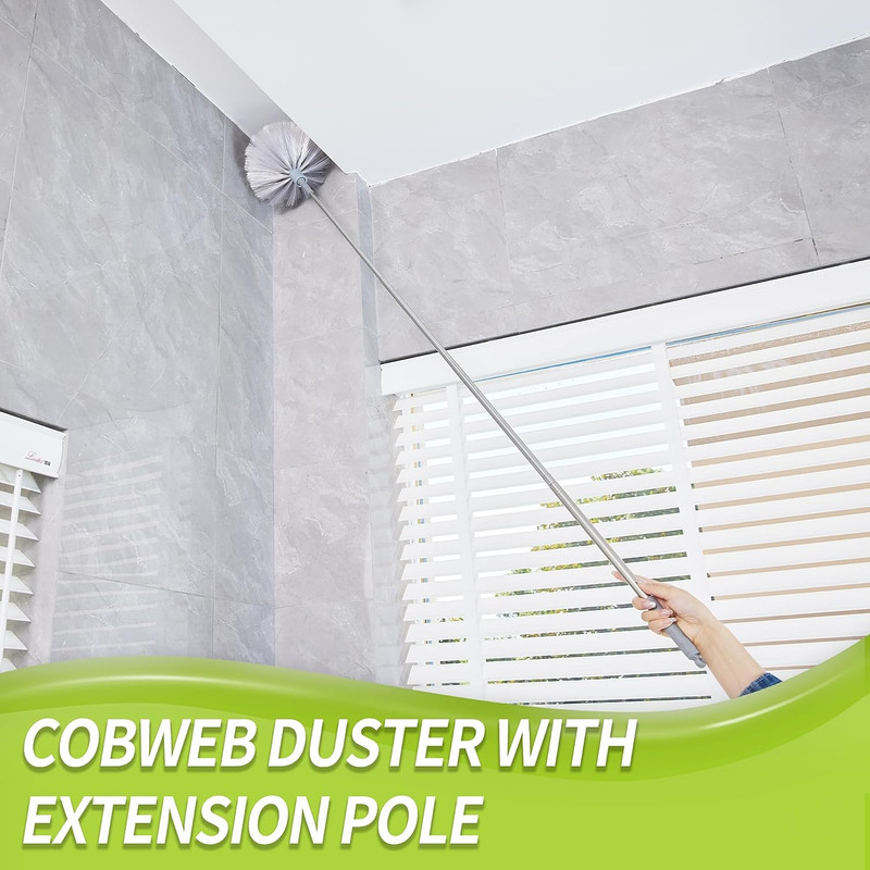 Cobweb Duster with Extension Pole, Spider Web Brush & Ceiling Duster Kit for Cle gallery