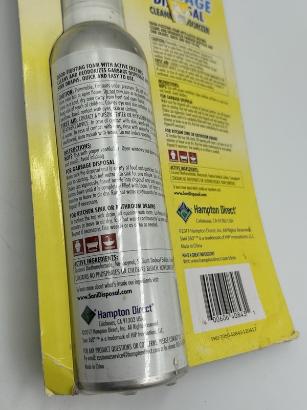 Sani 360° Garbage Disposal Cleaner Deodorizer 10 oz. Lemon Scent Enzyme Foam Act gallery