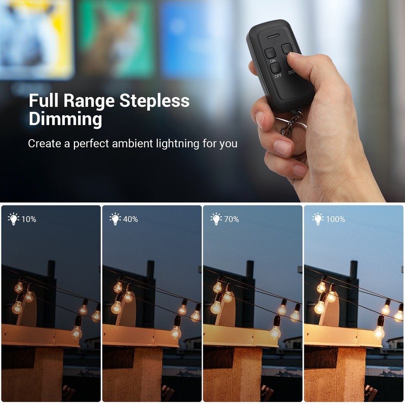 DEWENWILS Remote Control Light Dimmer Switch Plug in Weatherproof Dimmer Black gallery