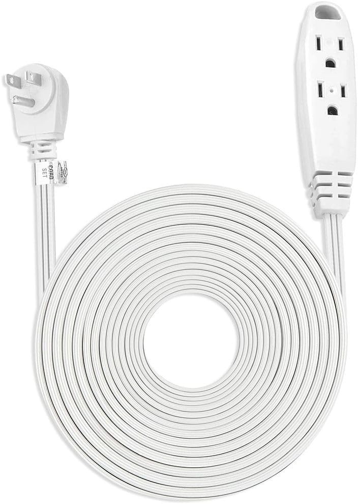 30FT- 3 Outlet Flat Extension Cord Indoor 3 Prong Extension Cord with 16AWG 125V gallery