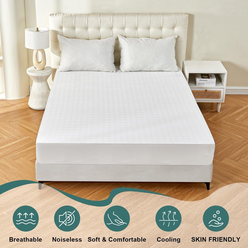 100% Waterproof Queen Mattress Protector, Breathable Cooling 3D Air Fabric Co... gallery