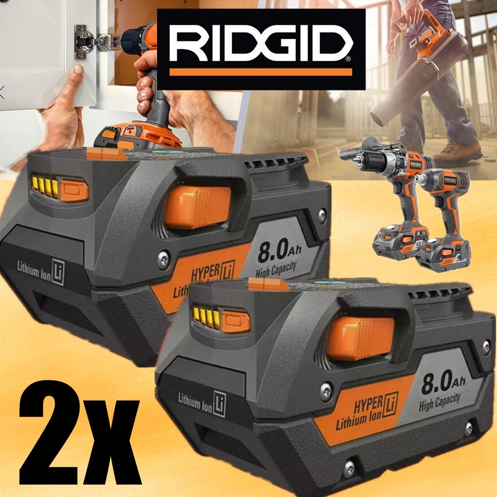 2PACK For Ridgid 18V R840085 8.0Ah Lithium-ion Battery /Charger 18Volt R840087 gallery