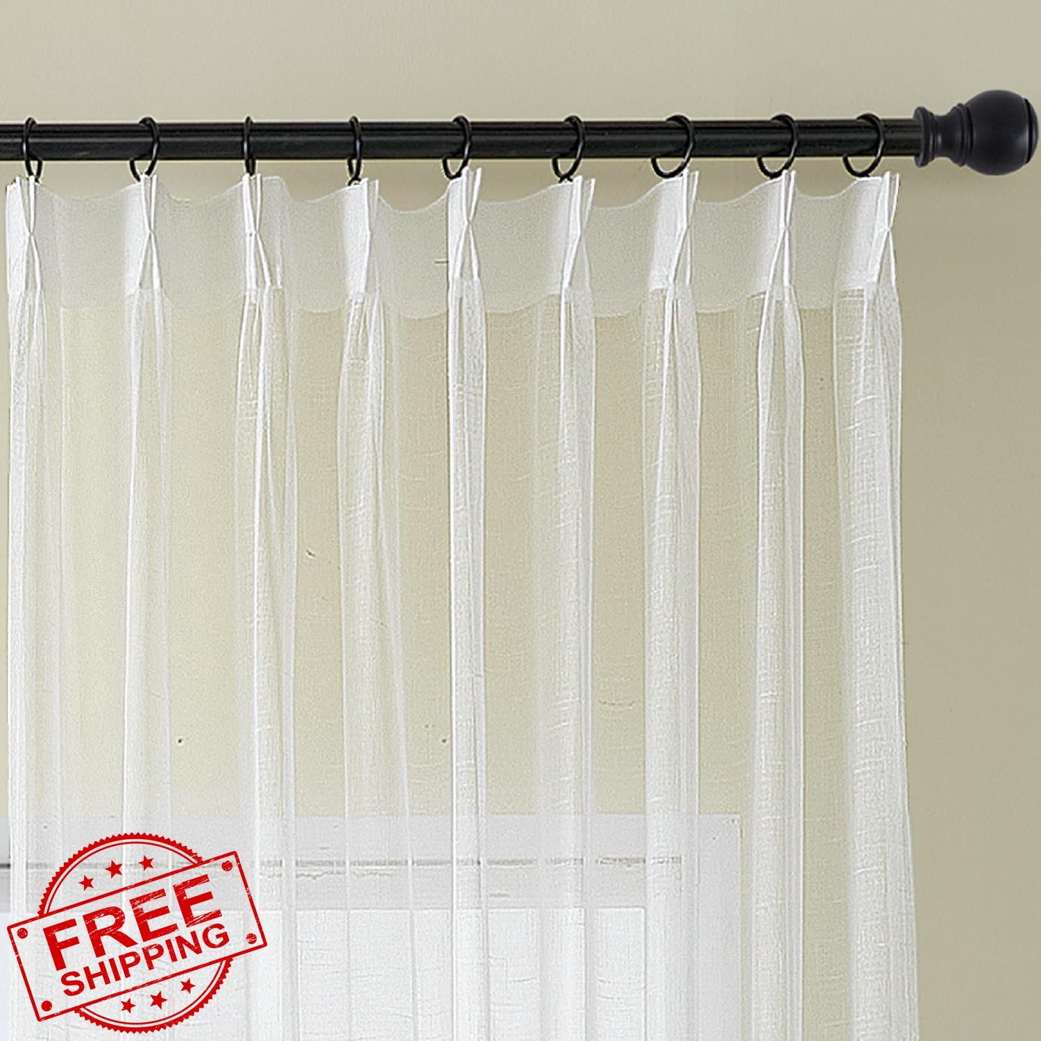 Ftinala 84" Pinch Pleated Sheer Curtain Off White gallery