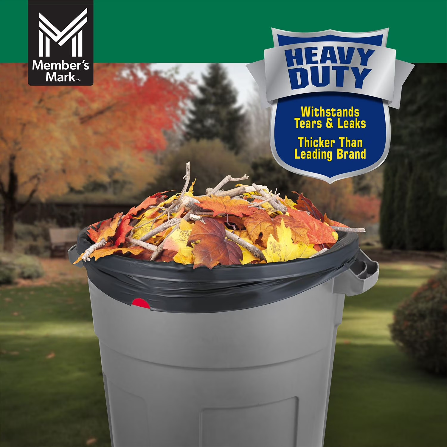 Member's Mark 39 Gallon Power Flex Drawstring Yard Trash Bags (90 ct. ) gallery