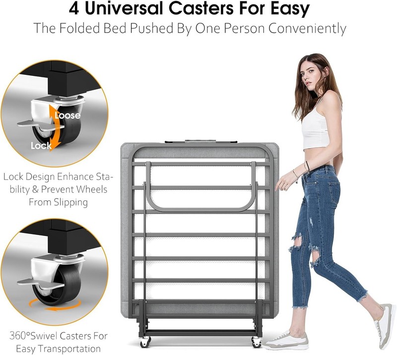 Portable Folding Bed Guest Bed with Memory Foam Mattress & Metal Frame Rollaway gallery