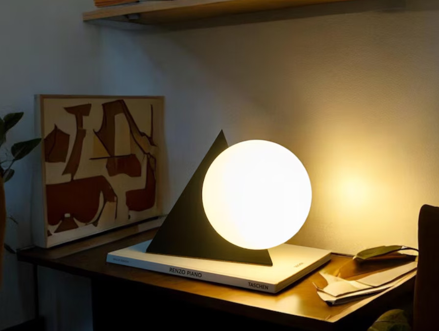 Dimmable Pyramid Table Lamp Modern Geometric Bedside LED Light Decor gallery