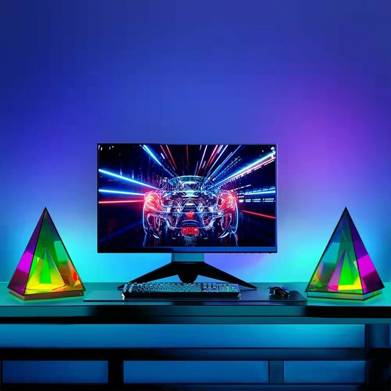 Modern Table Lamp 'Pyramid' , Innovative Colorful Transparent LED Desk Light gallery