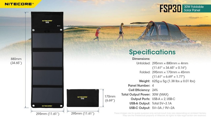 Nitecore FSP30 30W Foldable Solar Panel, Black, 6952506495573 Solar Panels gallery