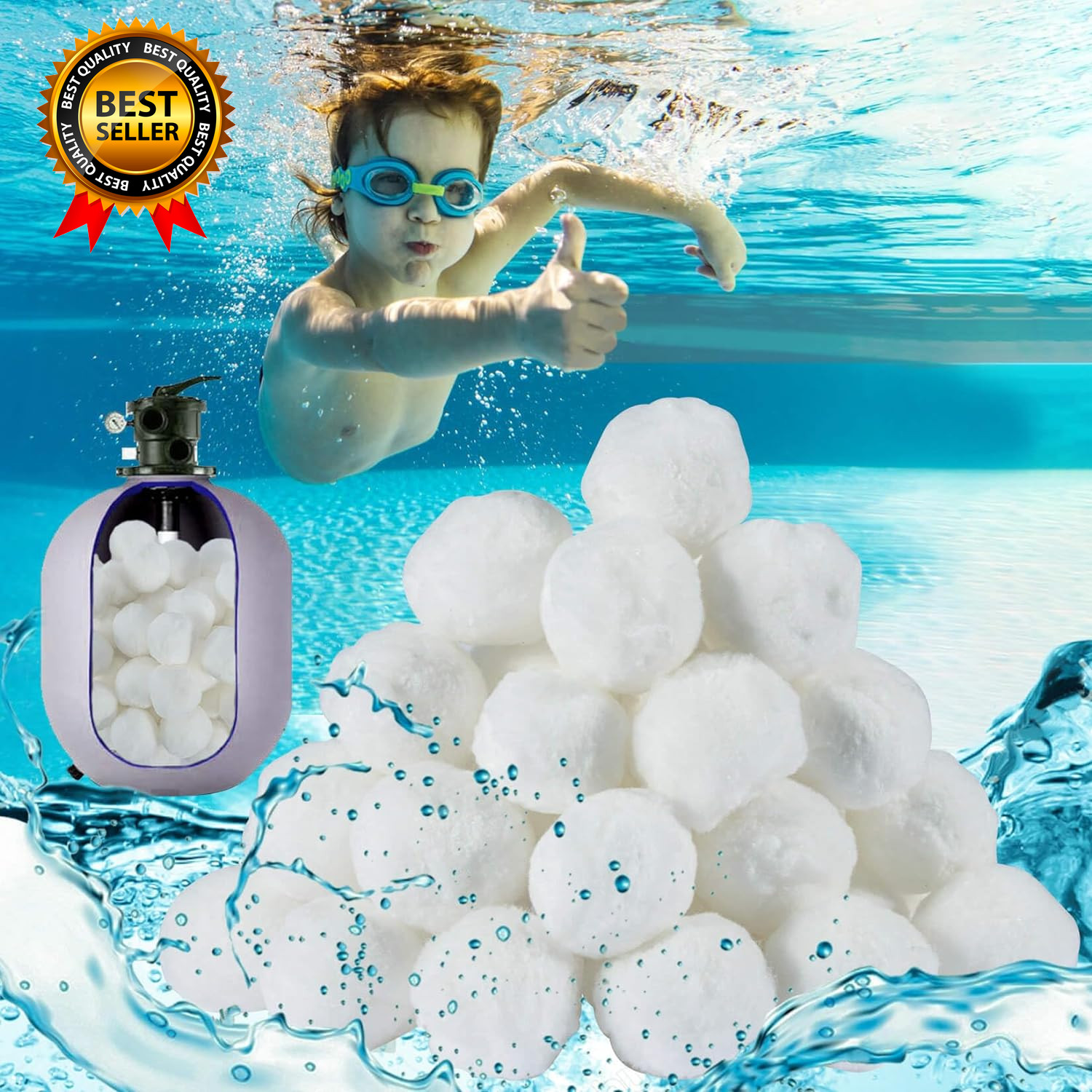 50PCS Pool Filter Balls for Sand-Filter Dry Filter Sand Balls,Reusable Swimming gallery