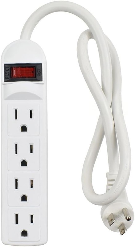 Compact 4-Outlet Surge Protector with 90 Joules & Portable Flat Plug Design gallery
